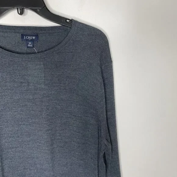 J.CREW Sweater Mens M Gray Machine-Washable Merino Wool Blend Pullover NEW AP638